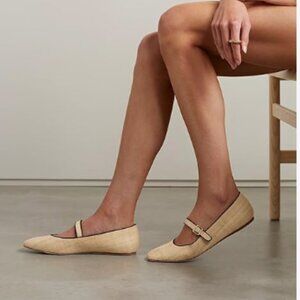 Beige Braid Women's Comfort Buckle Strap Mary Janes Classic Round Toe Shoes